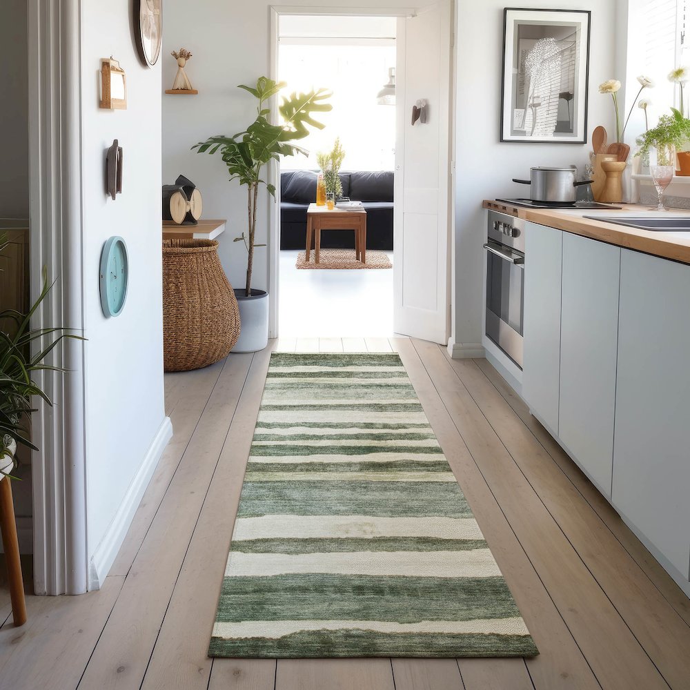 Machine Washable Indoor/Outdoor Neo Sage 2'3" x 7'6" Runner Rug. Picture 5