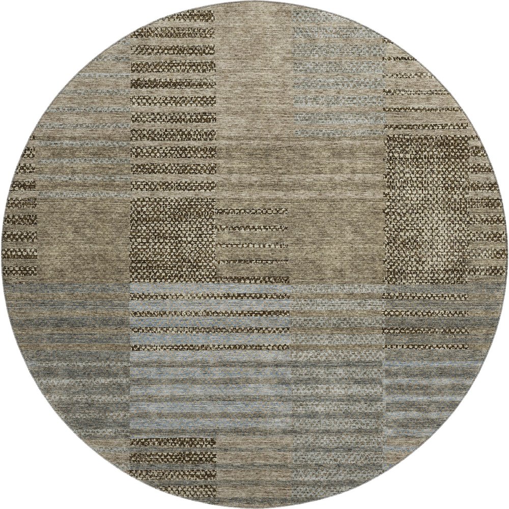 Machine Washable Indoor/Outdoor Neo Taupe 8' x 8' Round Rug. Picture 1
