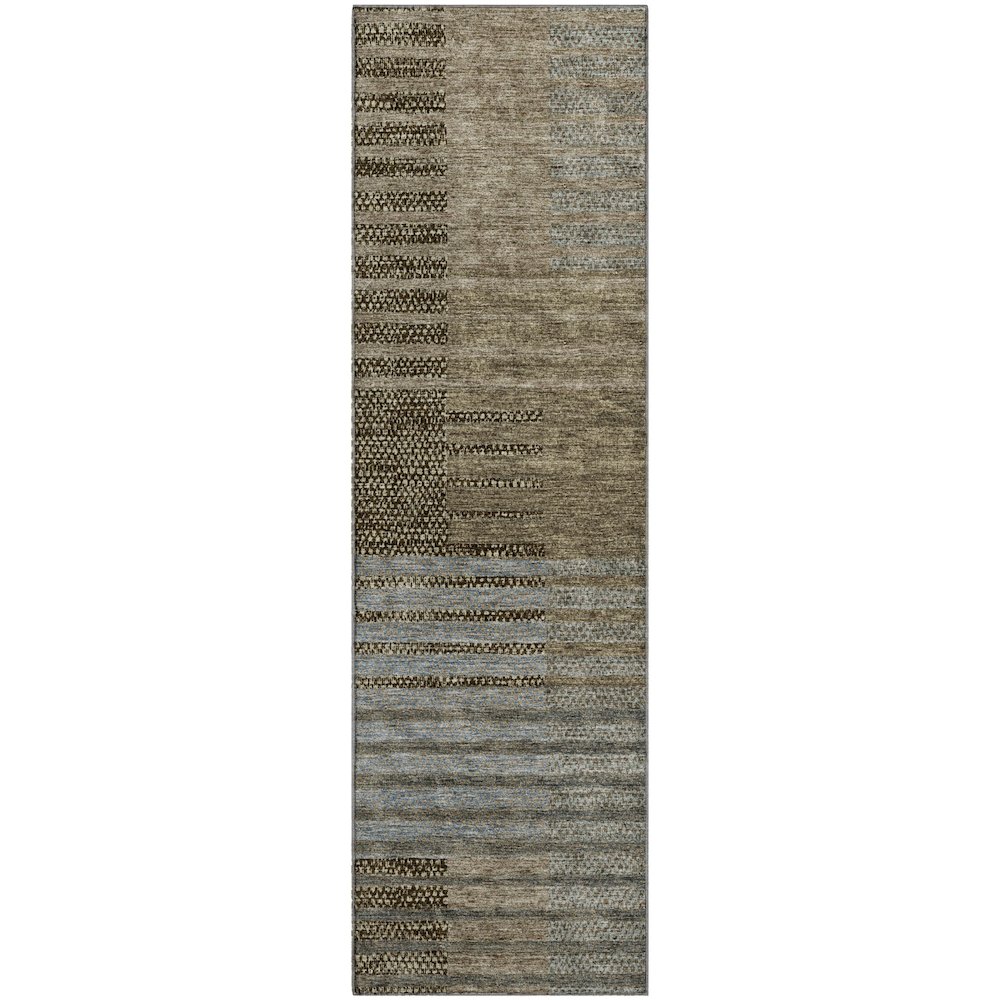 Machine Washable Indoor/Outdoor Neo Taupe 2'3" x 7'6" Runner Rug. Picture 1