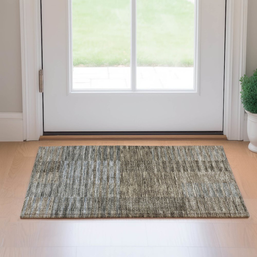 Machine Washable Indoor/Outdoor Neo Taupe 1'8" x 2'6" Rug. Picture 5