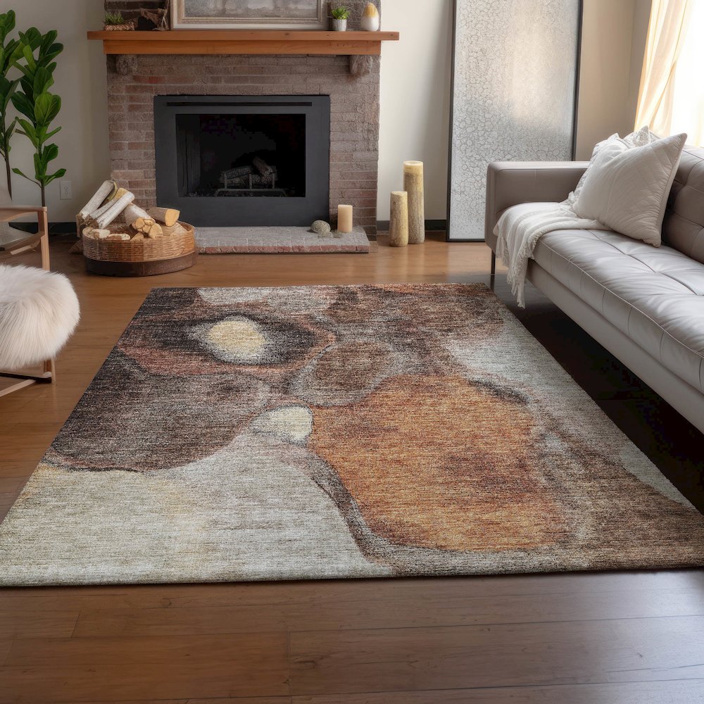 Machine Washable Indoor/Outdoor Neo Coffee 2'6" x 3'10" Rug. Picture 5