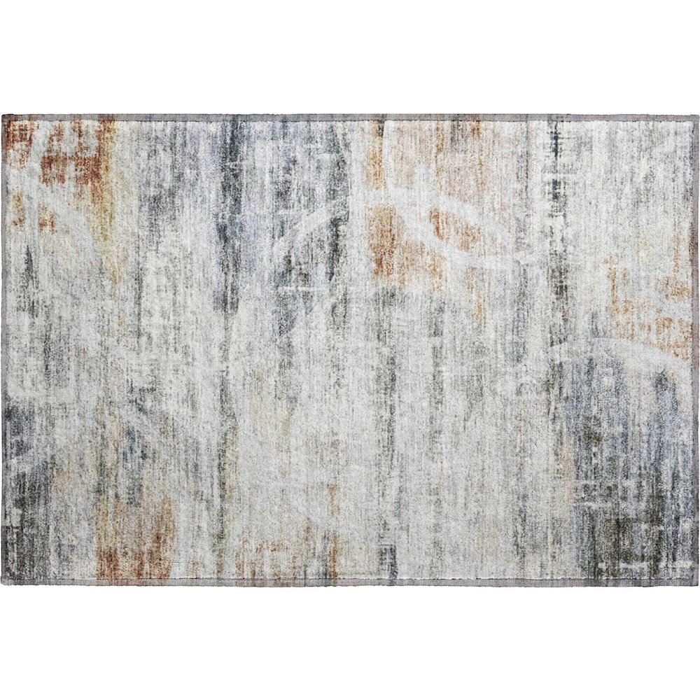 Machine Washable Indoor/Outdoor Neo Silver 1'8" x 2'6" Rug. Picture 1