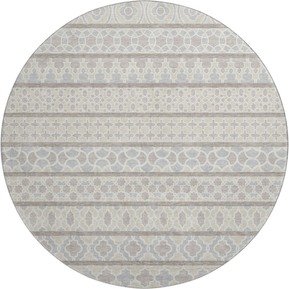 Machine Washable Indoor/Outdoor Neo Ivory 8' x 8' Round Rug. Picture 1
