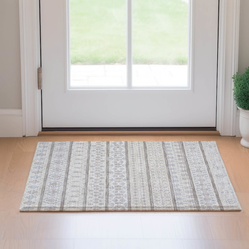 Machine Washable Indoor/Outdoor Neo Ivory 1'8" x 2'6" Rug. Picture 5
