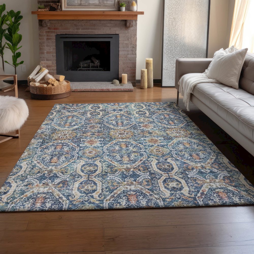 Machine Washable Indoor/Outdoor Neo Denim 2'6" x 3'10" Rug. Picture 5