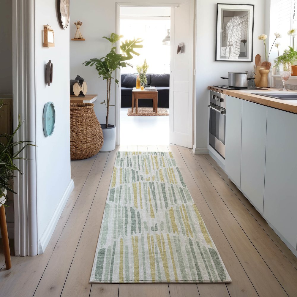 Machine Washable Indoor/Outdoor Neo Sage 2'3" x 7'6" Runner Rug. Picture 5