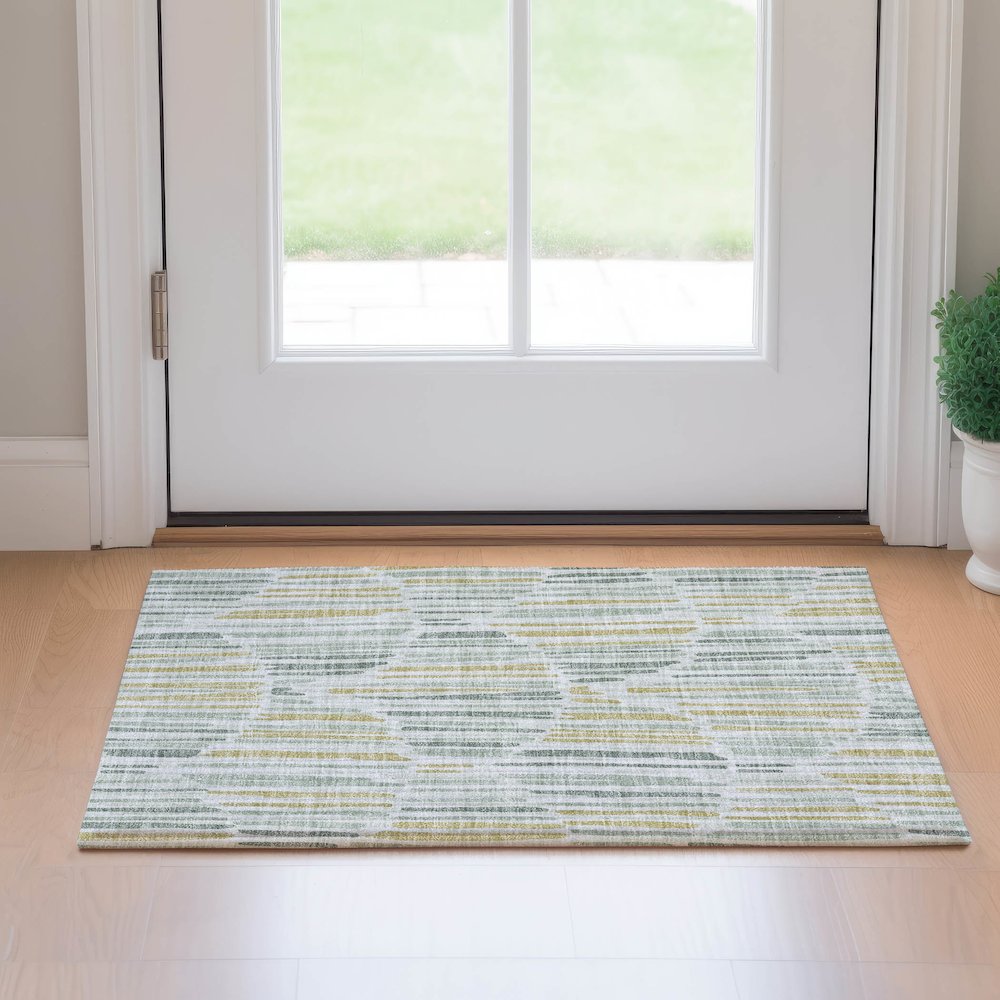 Machine Washable Indoor/Outdoor Neo Sage 1'8" x 2'6" Rug. Picture 5