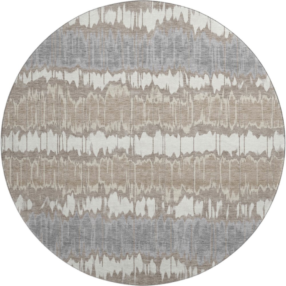 Machine Washable Indoor/Outdoor Neo Taupe 8' x 8' Round Rug. Picture 1