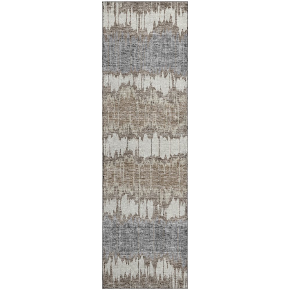 Machine Washable Indoor/Outdoor Neo Taupe 2'3" x 7'6" Runner Rug. Picture 1
