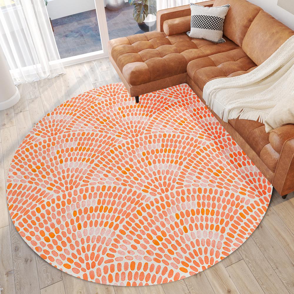 Indoor/Outdoor Surfside ASR37 Peach Washable 8' x 8' Round Rug. Picture 2