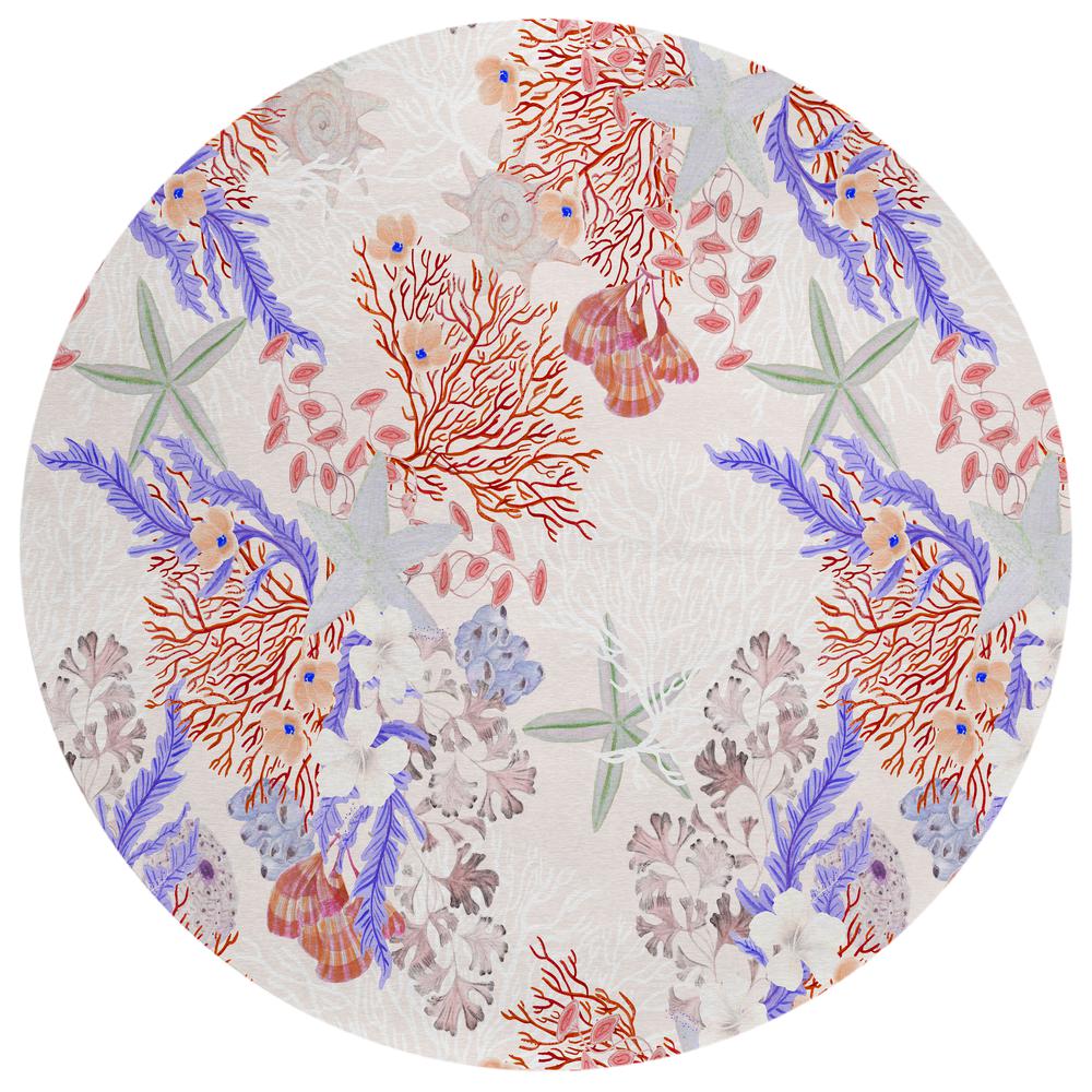 Indoor/Outdoor Surfside ASR31 Spice Washable 8' x 8' Round Rug. Picture 1