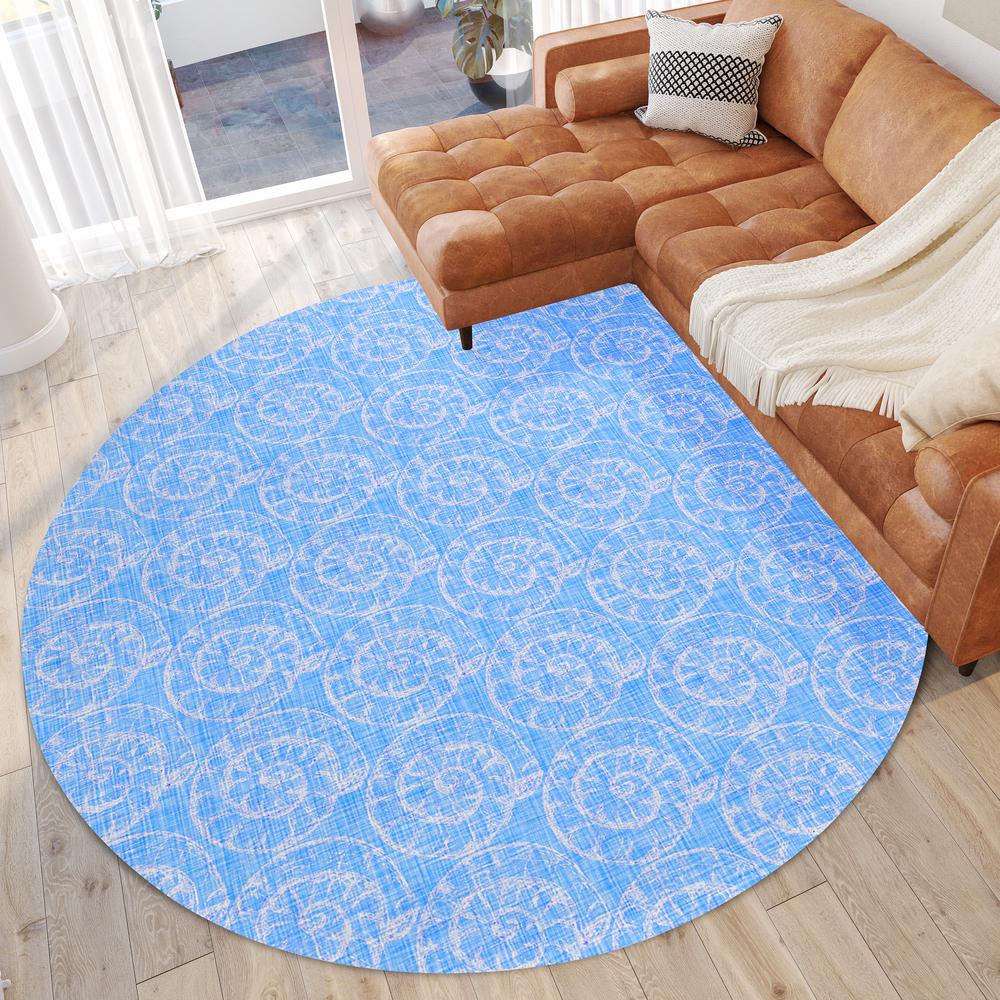 Indoor/Outdoor Surfside ASR41 Blue Washable 8' x 8' Round Rug. Picture 2