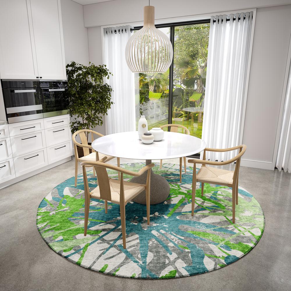 Bravado Green Contemporary Color Splash 8' x 8' Area Rug Green ABV36. Picture 1
