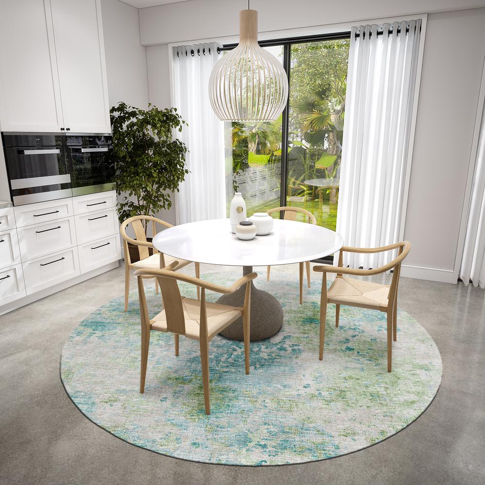Indoor/Outdoor Accord AAC35 Green Washable 8' x 8' Round Rug. Picture 3