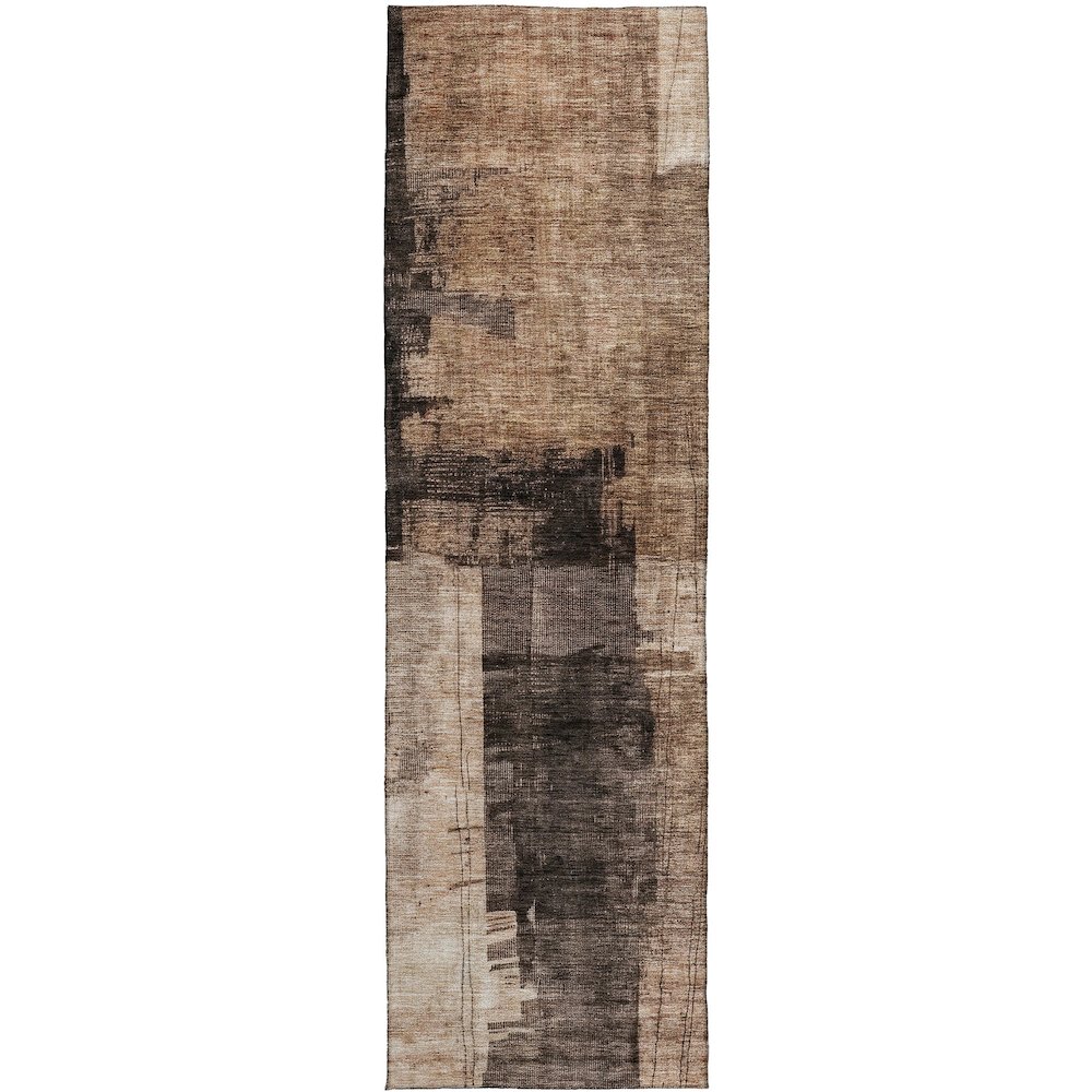 Indoor/Outdoor Nouveau Brown 2'3" x 7'6" Runner Rug. Picture 1