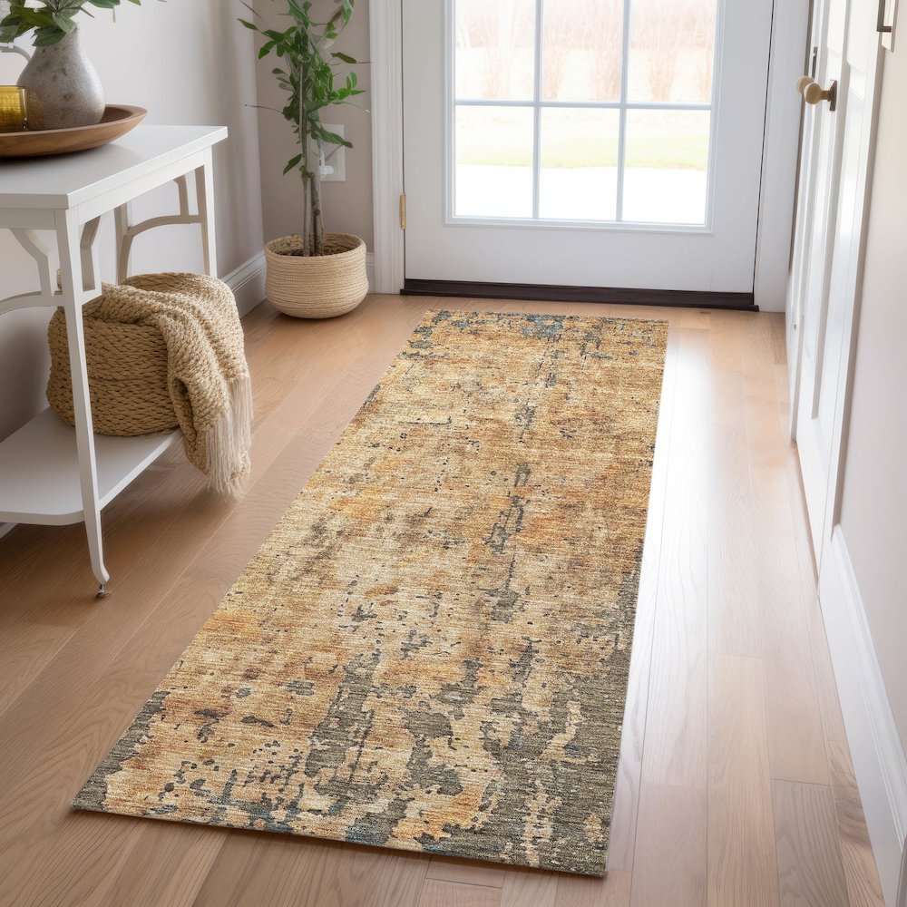 Indoor/Outdoor Nouveau Copper 2'3" x 7'6" Runner Rug. Picture 5