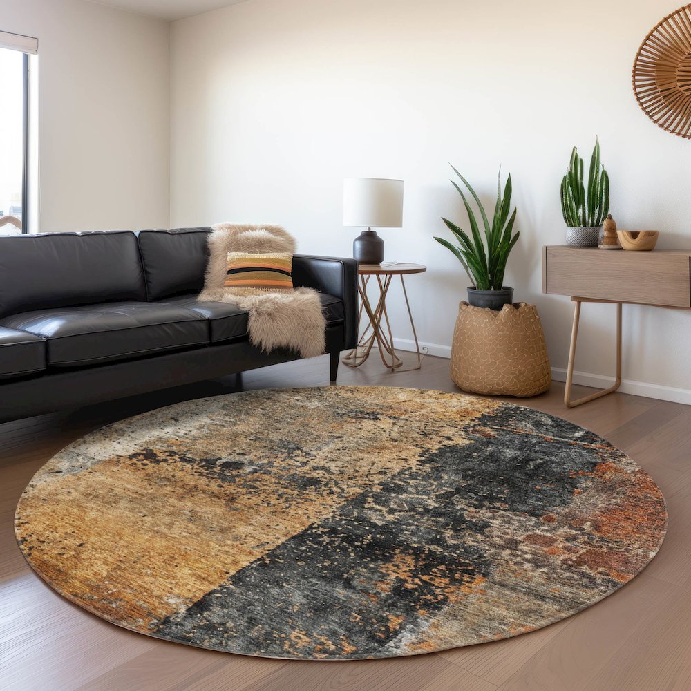 Indoor/Outdoor Nouveau Copper 8' x 8' Round Rug. Picture 5
