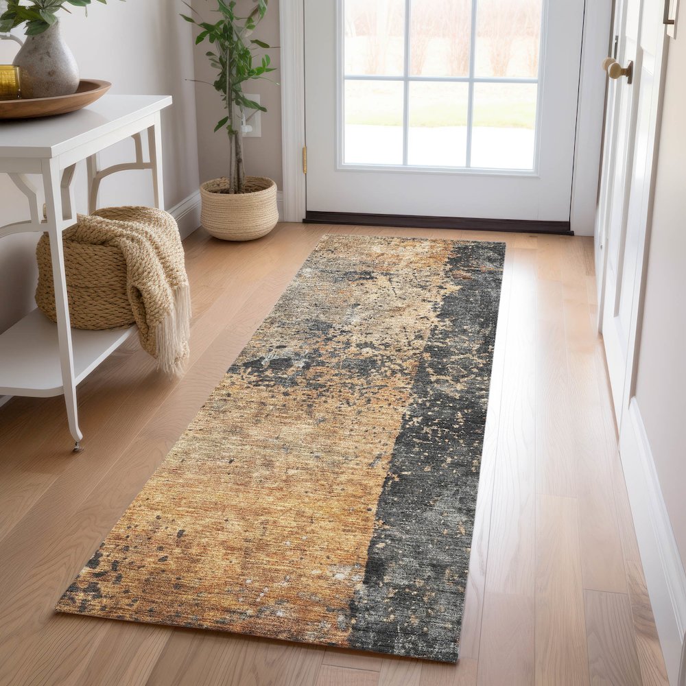 Indoor/Outdoor Nouveau Copper 2'3" x 7'6" Runner Rug. Picture 5
