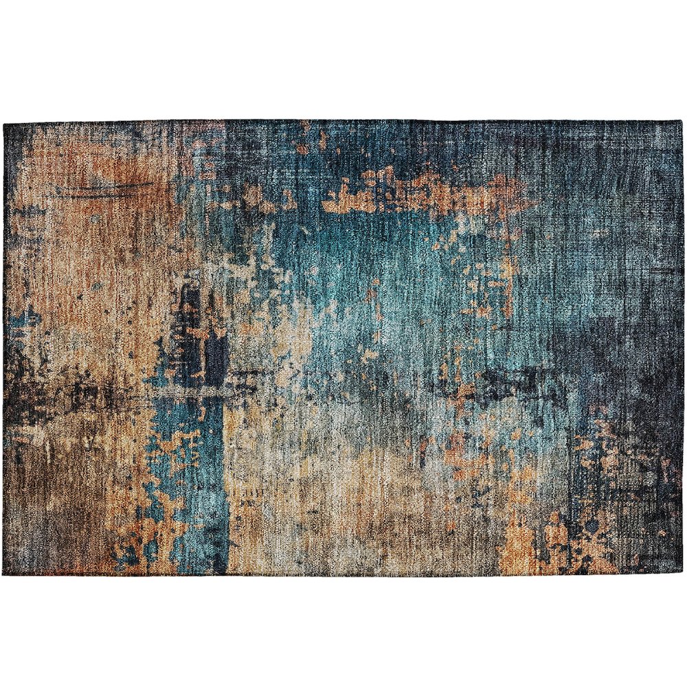 Indoor/Outdoor Nouveau Teal 1'8" x 2'6" Rug. Picture 1