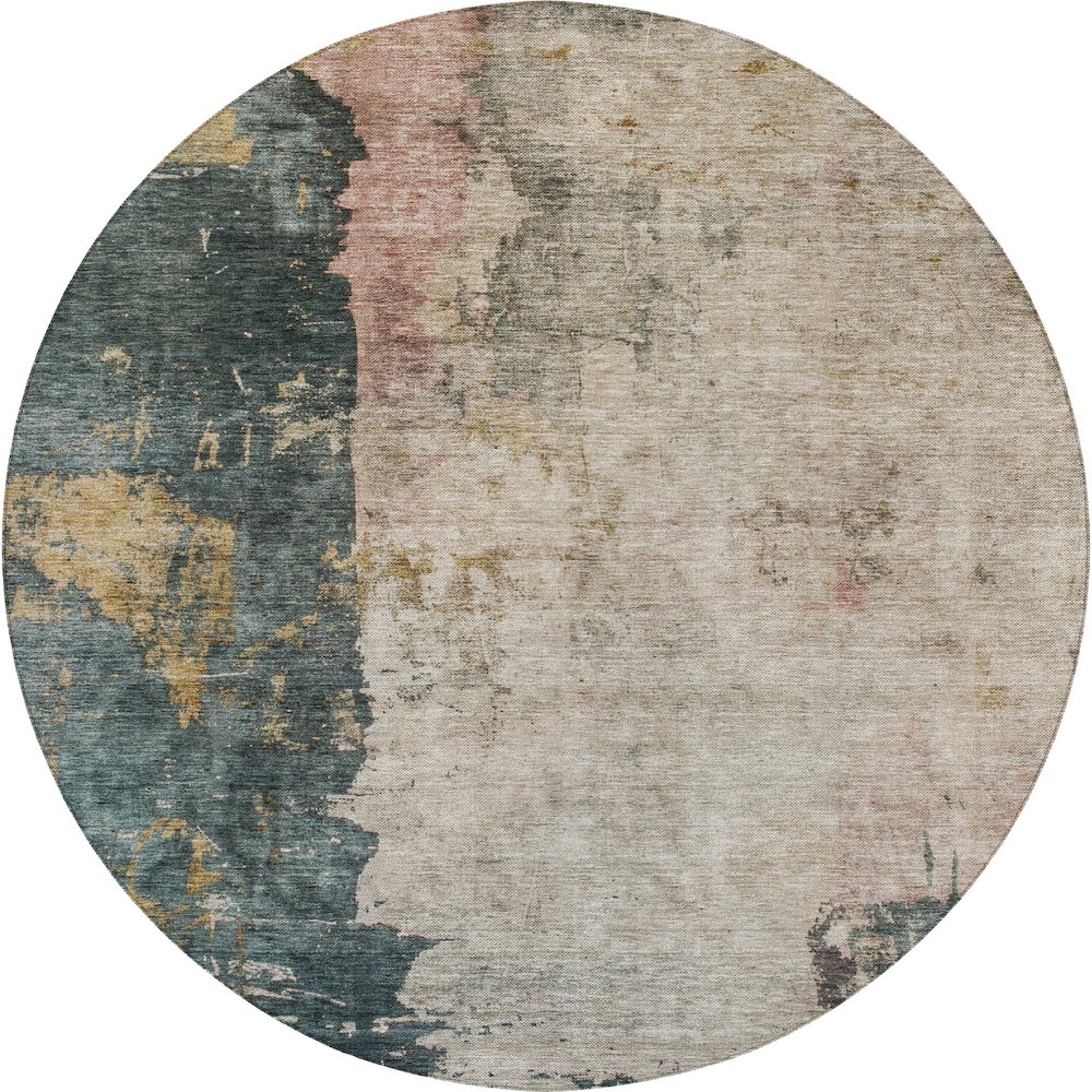 Indoor/Outdoor Nouveau Taupe 8' x 8' Round Rug. Picture 1