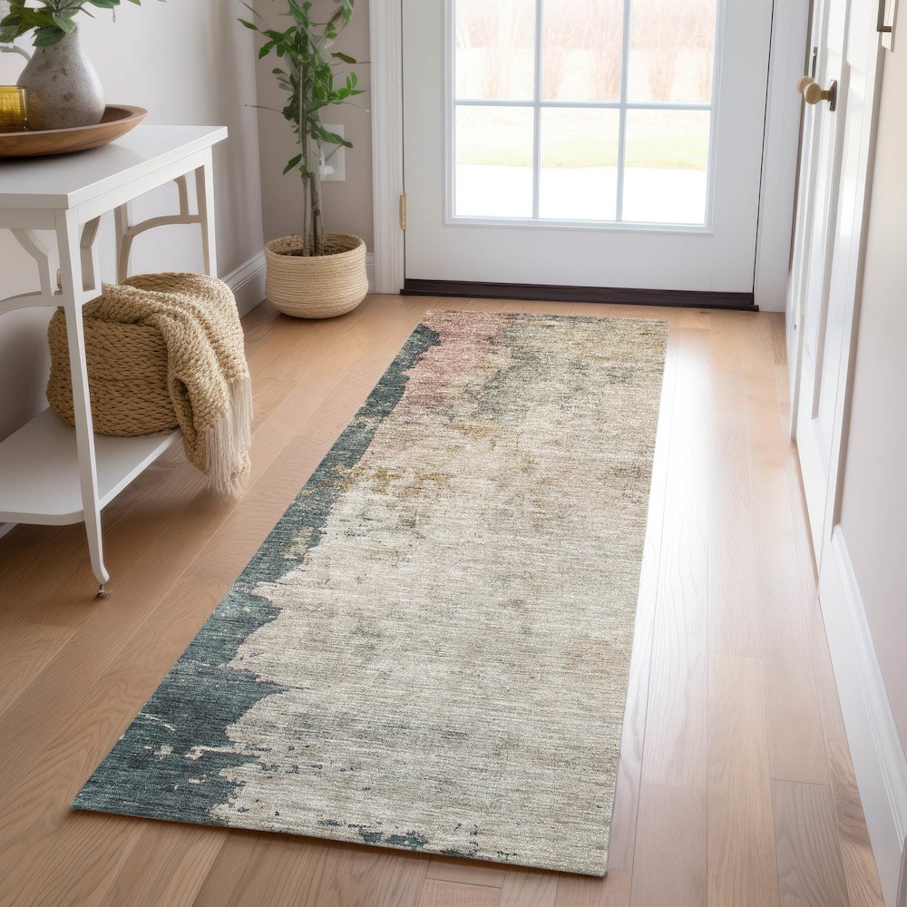 Indoor/Outdoor Nouveau Taupe 2'3" x 7'6" Runner Rug. Picture 5