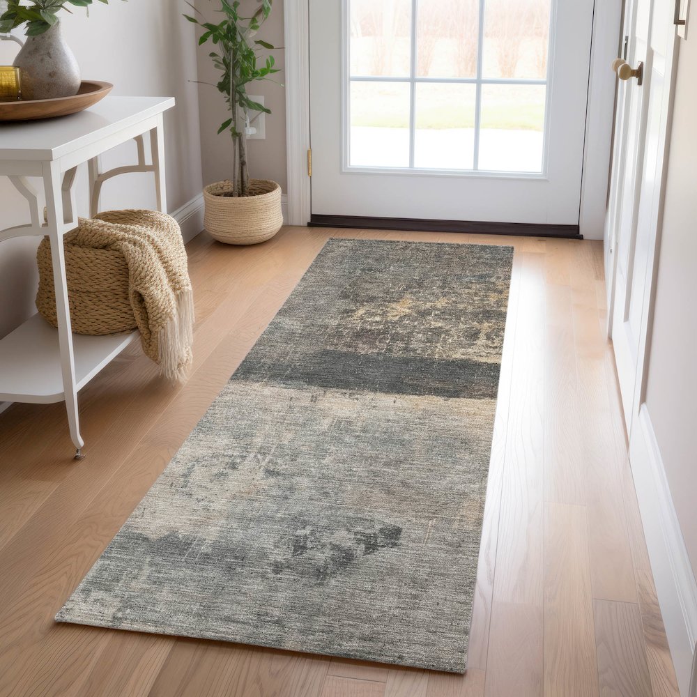 Indoor/Outdoor Nouveau Coffee 2'3" x 7'6" Runner Rug. Picture 5