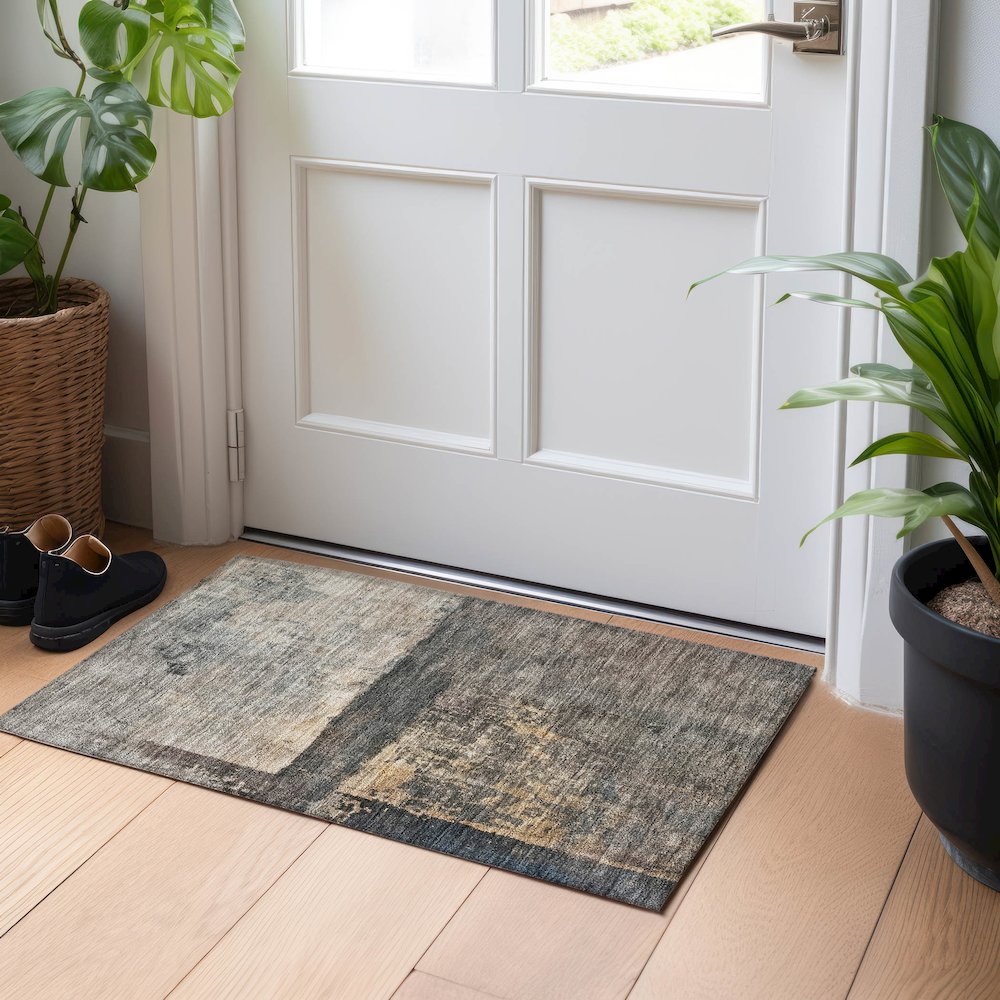 Indoor/Outdoor Nouveau Coffee 1'8" x 2'6" Rug. Picture 5