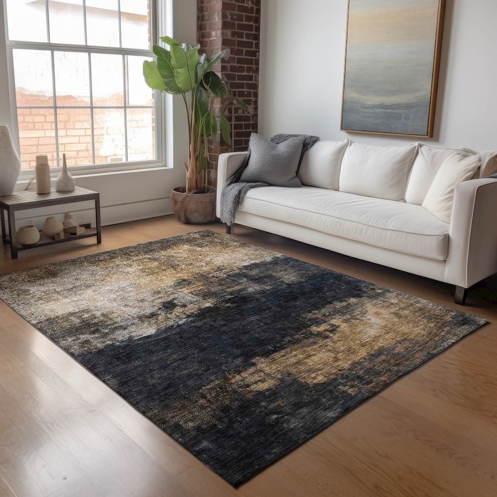 Indoor/Outdoor Nouveau Charcoal 2'6" x 3'10" Rug. Picture 5