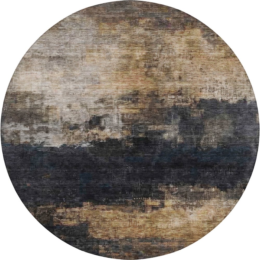 Indoor/Outdoor Nouveau Charcoal 8' x 8' Round Rug. Picture 1