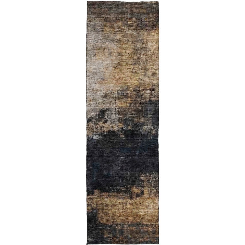 Indoor/Outdoor Nouveau Charcoal 2'3" x 7'6" Runner Rug. Picture 1