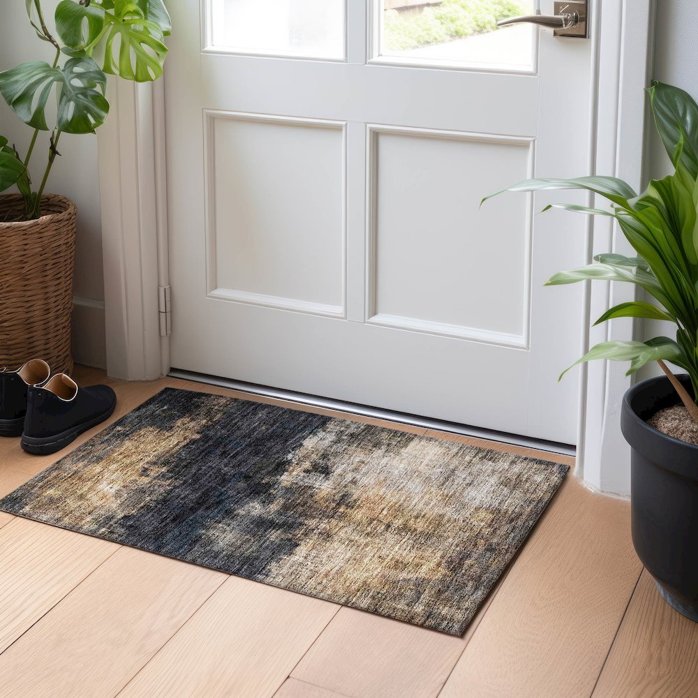 Indoor/Outdoor Nouveau Charcoal 1'8" x 2'6" Rug. Picture 5