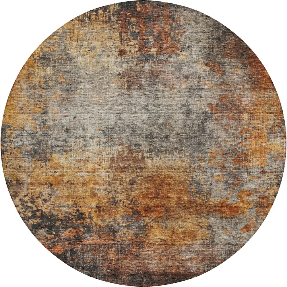 Indoor/Outdoor Nouveau Paprika 8' x 8' Round Rug. Picture 1