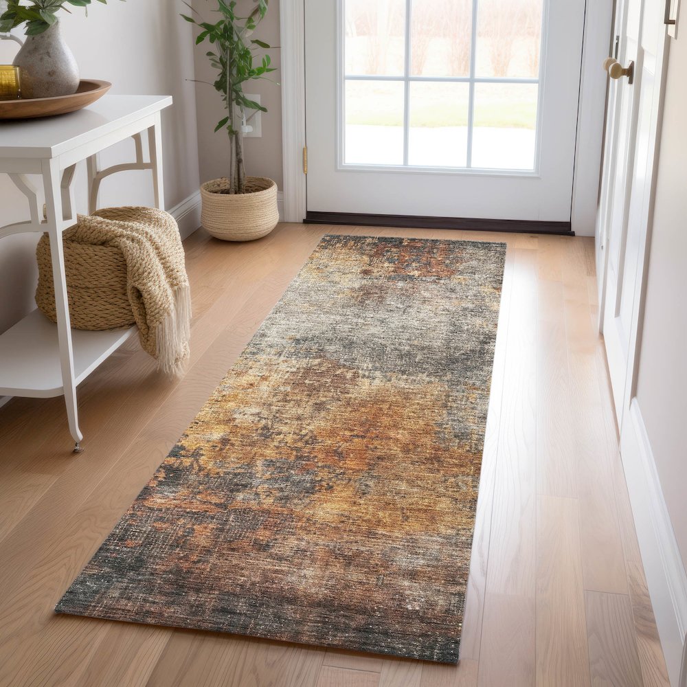 Indoor/Outdoor Nouveau Paprika 2'3" x 7'6" Runner Rug. Picture 5