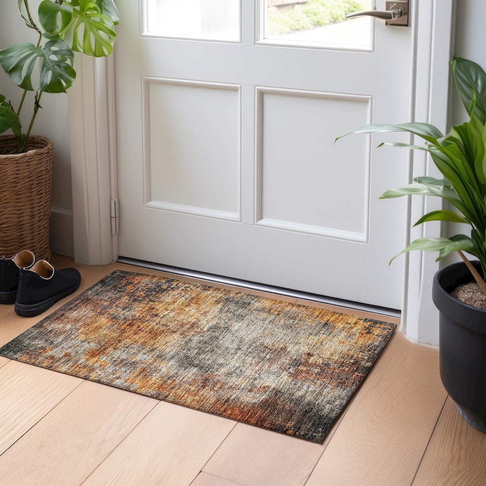 Indoor/Outdoor Nouveau Paprika 1'8" x 2'6" Rug. Picture 5