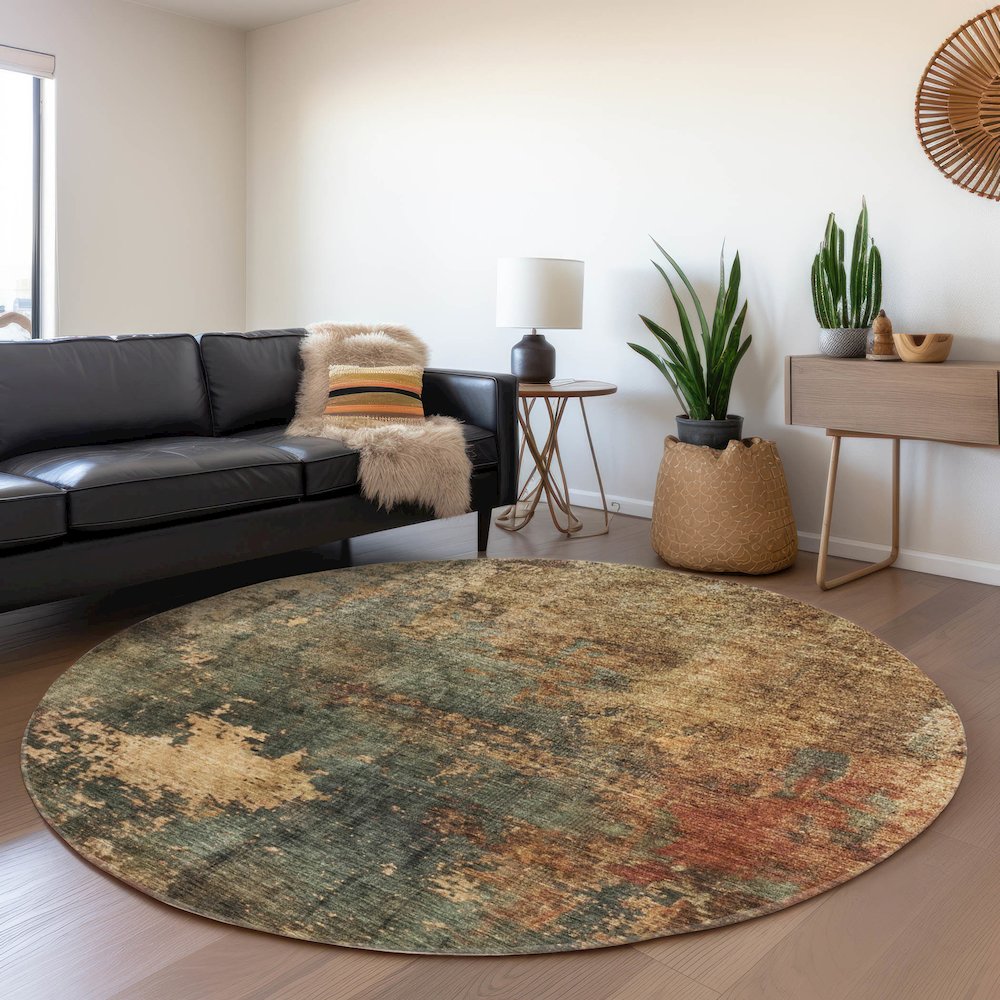 Indoor/Outdoor Nouveau Sage 8' x 8' Round Rug. Picture 5