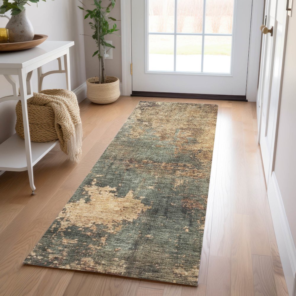 Indoor/Outdoor Nouveau Sage 2'3" x 7'6" Runner Rug. Picture 5
