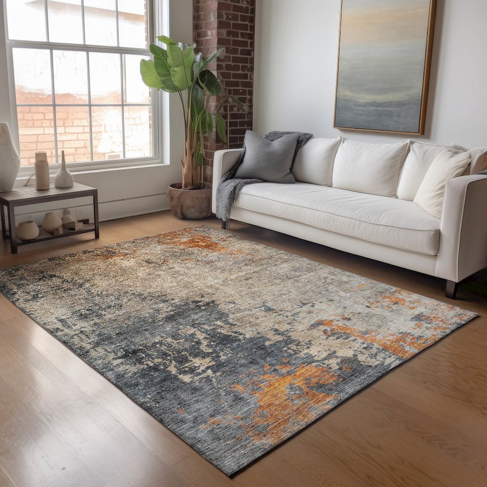 Indoor/Outdoor Nouveau Khaki 2'6" x 3'10" Rug. Picture 5