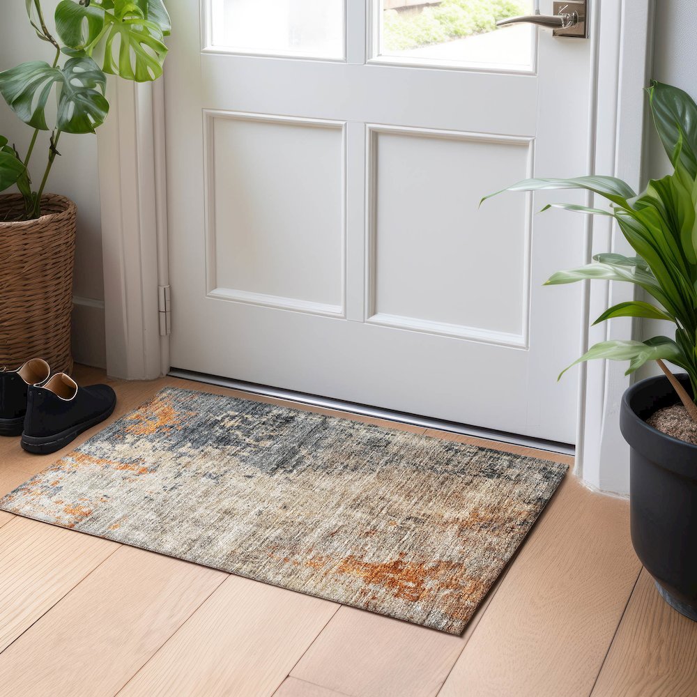 Indoor/Outdoor Nouveau Khaki 1'8" x 2'6" Rug. Picture 5
