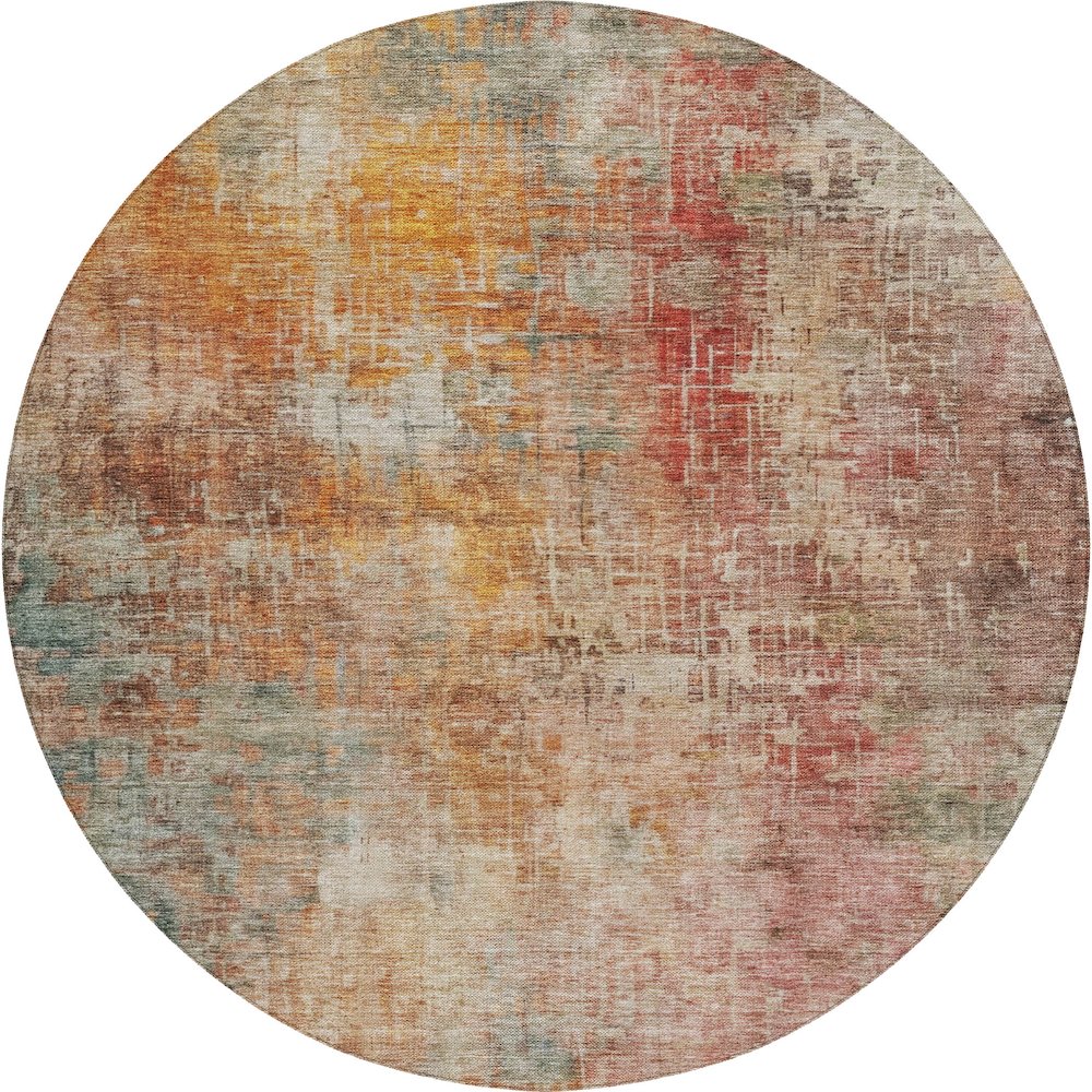 Indoor/Outdoor Nouveau Tan 8' x 8' Round Rug. Picture 1
