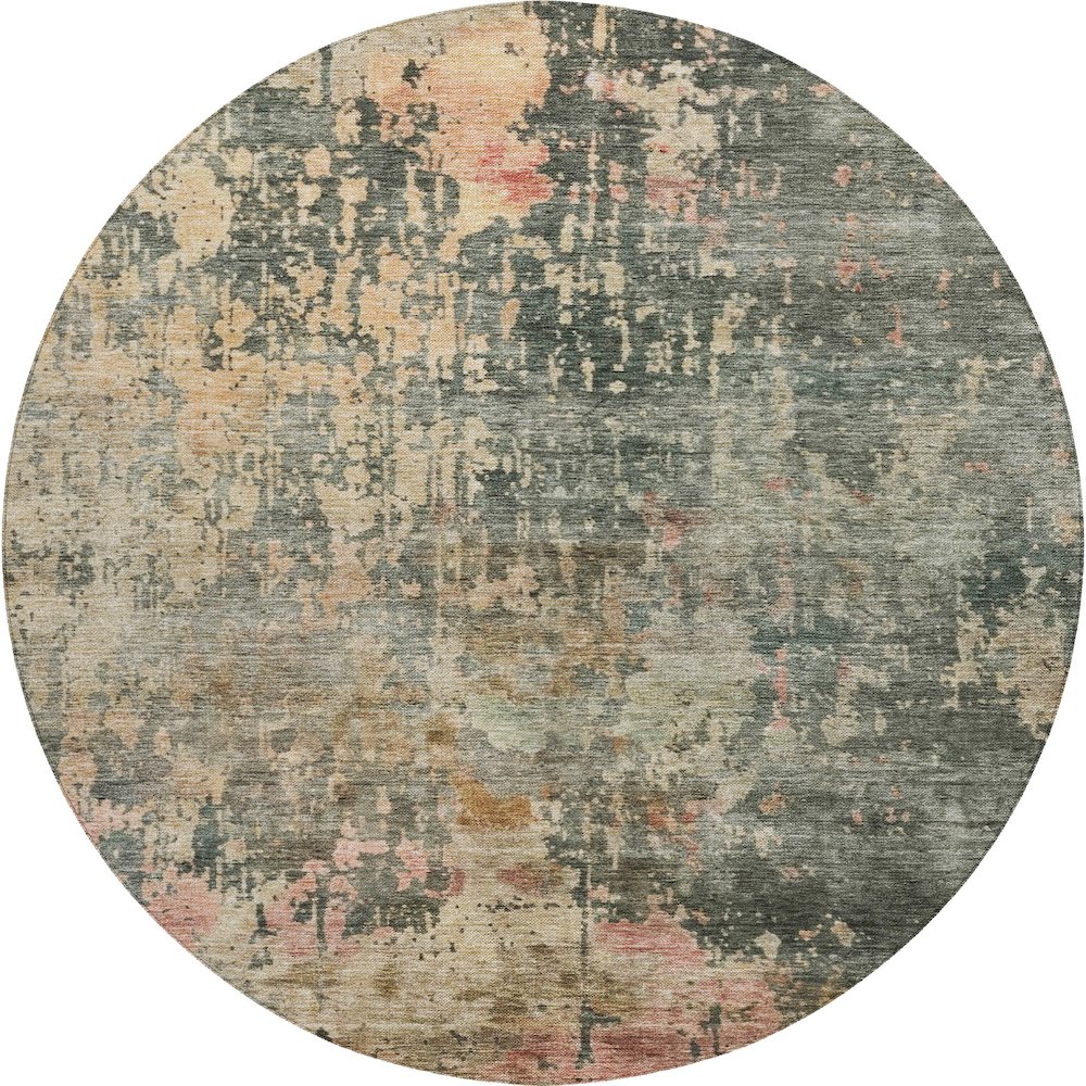 Indoor/Outdoor Nouveau Sage 8' x 8' Round Rug. Picture 1