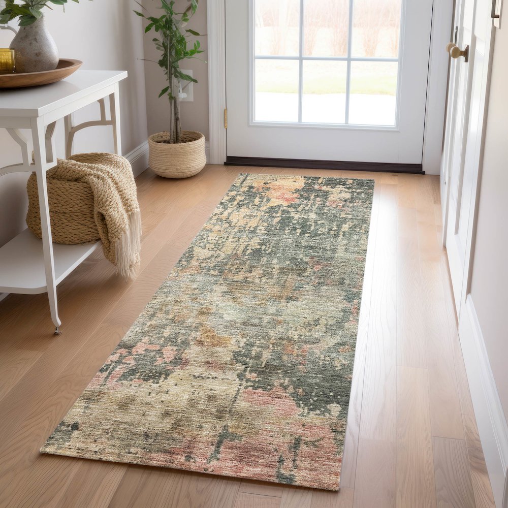 Indoor/Outdoor Nouveau Sage 2'3" x 7'6" Runner Rug. Picture 5