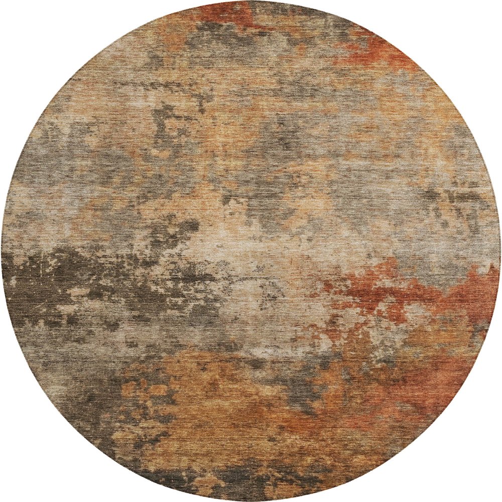 Indoor/Outdoor Nouveau Khaki 8' x 8' Round Rug. Picture 1