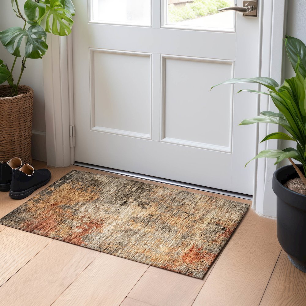 Indoor/Outdoor Nouveau Khaki 1'8" x 2'6" Rug. Picture 5