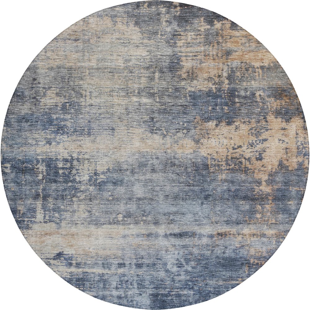 Indoor/Outdoor Nouveau Denim 8' x 8' Round Rug. Picture 1