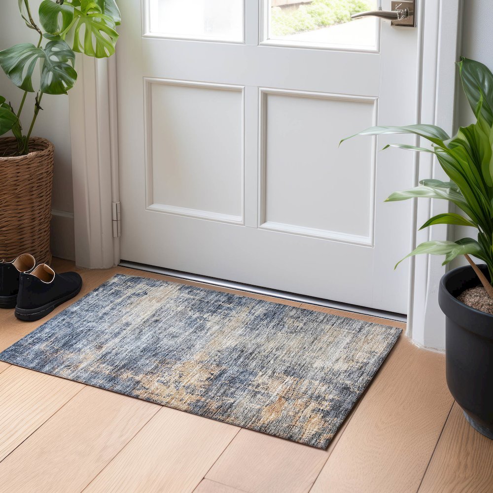 Indoor/Outdoor Nouveau Denim 1'8" x 2'6" Rug. Picture 5