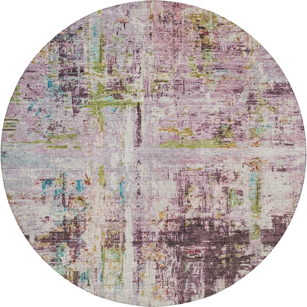 Indoor/Outdoor Nouveau Lavender 8' x 8' Round Rug. Picture 1