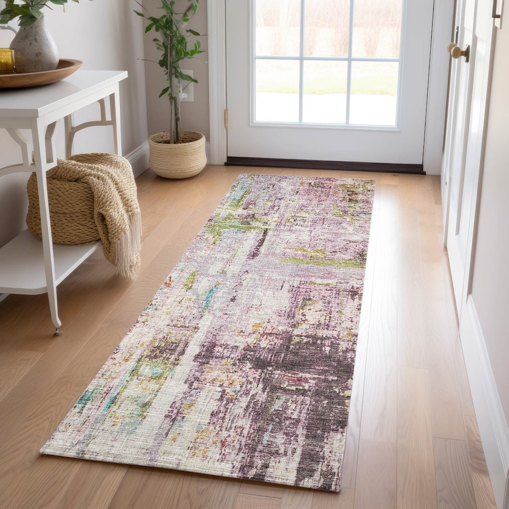 Indoor/Outdoor Nouveau Lavender 2'3" x 7'6" Runner Rug. Picture 5