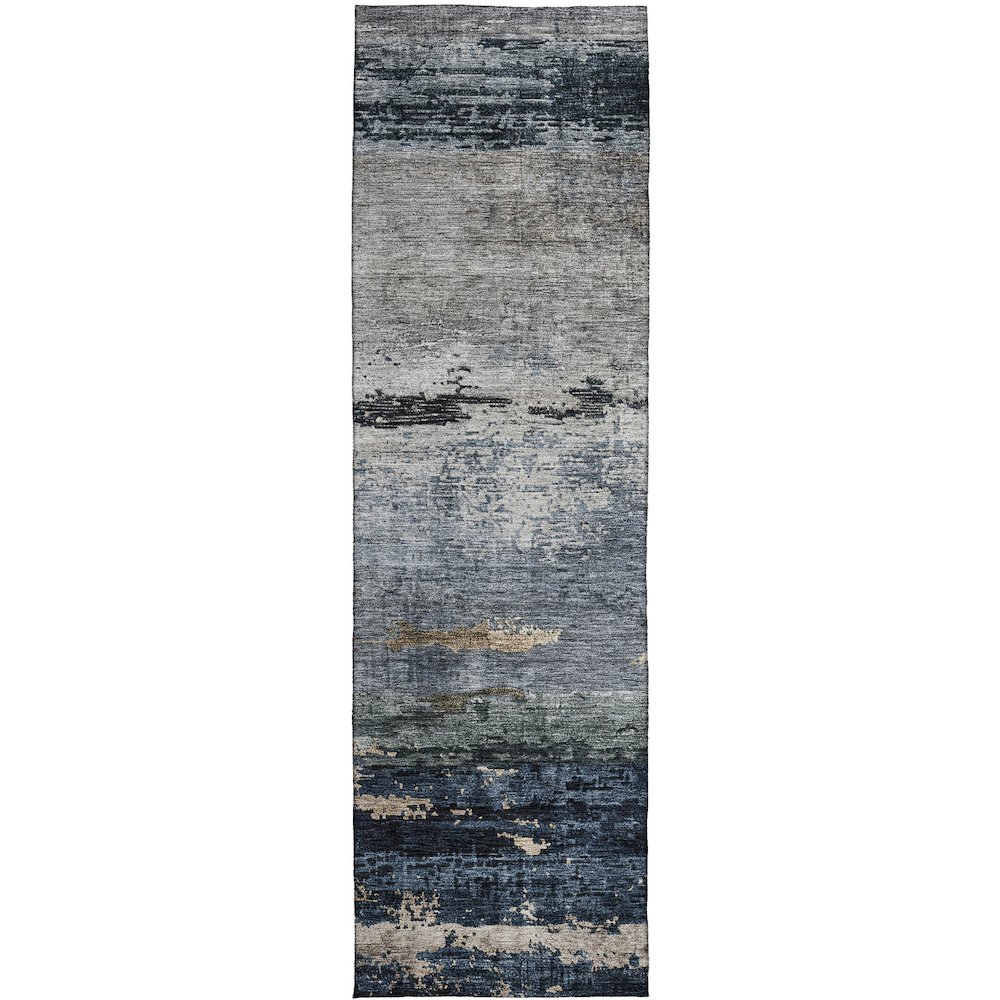 Indoor/Outdoor Nouveau Navy 2'3" x 7'6" Runner Rug. Picture 1