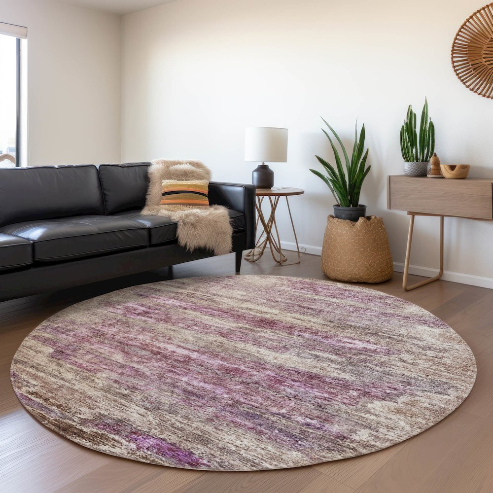 Indoor/Outdoor Nouveau Blush 8' x 8' Round Rug. Picture 5