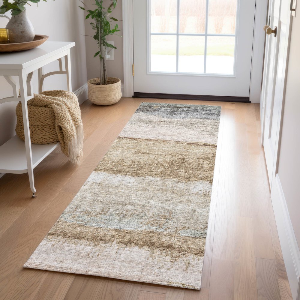 Indoor/Outdoor Nouveau Beige 2'3" x 7'6" Runner Rug. Picture 5
